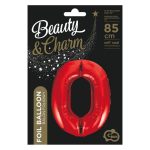 Piros 0-ás Red szám fólia lufi 85 cm