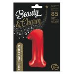 Piros 1-es Red szám fólia lufi 85 cm