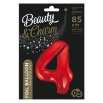 Piros 4-es Red szám fólia lufi 85 cm