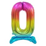 Színes Rainbow 0-ás szám fólia lufi talppal 74 cm