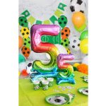 Színes Rainbow 5-ös szám fólia lufi talppal 74 cm