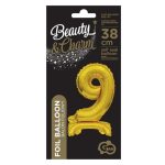 Arany B&C Gold mini 9-es szám fólia lufi talppal 38 cm