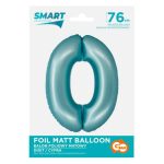 Kék 0-ás Light Blue Mat szám fólia lufi 76 cm