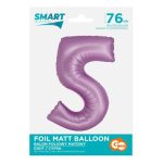 Levendula 5-ös Lavender Mat szám fólia lufi 76 cm