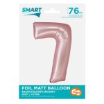 Rózsaszín 7-es Light Pink Mat szám fólia lufi 76 cm