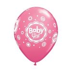 Baby Girl Pink Mix léggömb, lufi 6 db-os 11 inch (28 cm)
