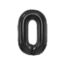 Fekete 0-ás B&C Matt Black szám fólia lufi 85 cm