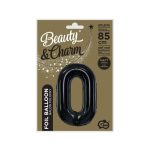 Fekete 0-ás B&C Matt Black szám fólia lufi 85 cm