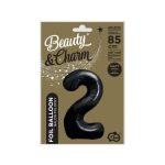 Fekete 2-es B&C Matt Black szám fólia lufi 85 cm