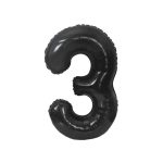 Fekete 3-as B&C Matt Black szám fólia lufi 85 cm