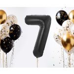 Fekete 7-es B&C Matt Black szám fólia lufi 85 cm