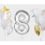 Ezüst 8-as Silver szám fólia lufi 92 cm