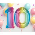 Színes 0-ás Rainbow szám fólia lufi 92 cm