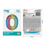 Színes 0-ás Rainbow szám fólia lufi 92 cm