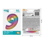 Színes 9-es Rainbow szám fólia lufi 92 cm