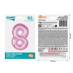 Rózsaszín 8-as Light Pink szám fólia lufi 92 cm