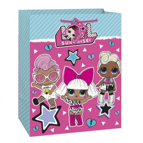 LOL Surprise Star ajándéktasak, ajándékzacskó 33x26 cm