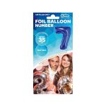 Kék Blue 7-es mini szám fólia lufi 35 cm