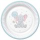 Baby elefánt Blue Balloon papírtányér 8 db-os 22,7 cm 