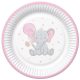 Baby elefánt Pink Balloon papírtányér 8 db-os 22,7 cm
