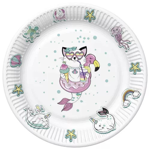 Állatos Cat Vibes papírtányér 8 db-os 22,7 cm