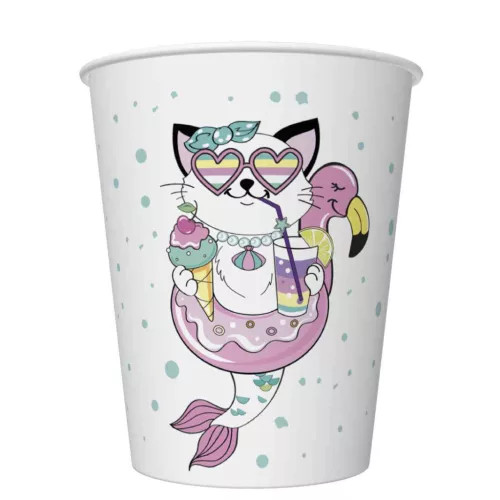 Állatos Cat Vibes papír pohár 8 db-os 250 ml 
