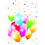 Színes Birthday Balloons papír asztalterítő 120x180 cm