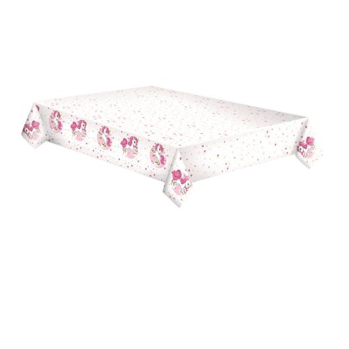 Unikornis Pink Heart papír asztalterítő 120x180 cm