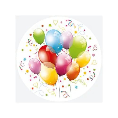 Színes lufis Balloons papírtányér 8 db-os 22,7 cm