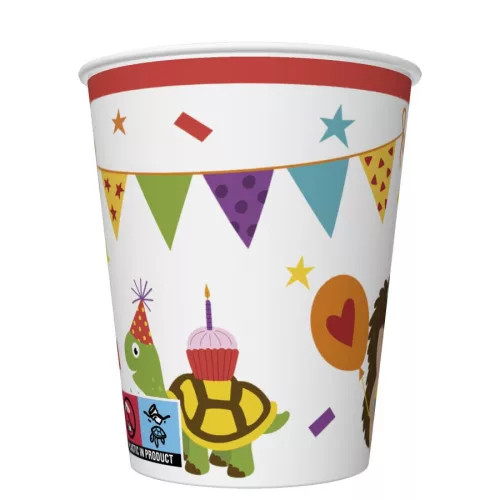 Állatos Cute Party papír pohár 8 db-os 250 ml 