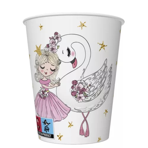 Balett, Balerina With Swan papír pohár 8 db-os 250 ml 