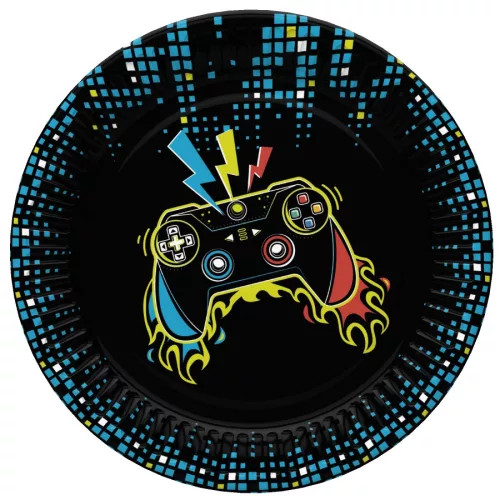 Gamer Play Pad papírtányér 8 db-os 22,7 cm 