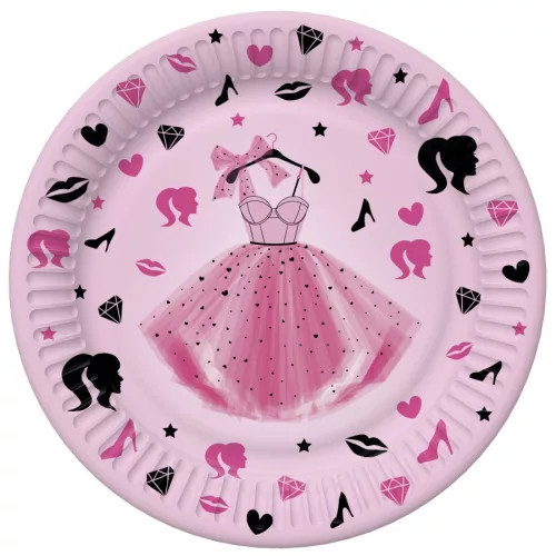 Lányos Party Dress papírtányér 8 db-os 18 cm  