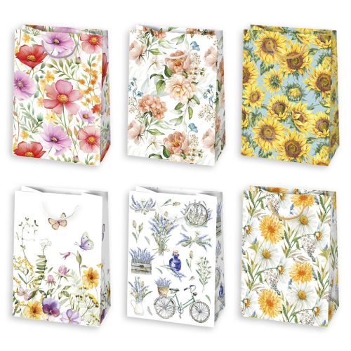 Virág Wildflowers papír ajándéktasak, ajándékzacskó 23x32x11 cm
