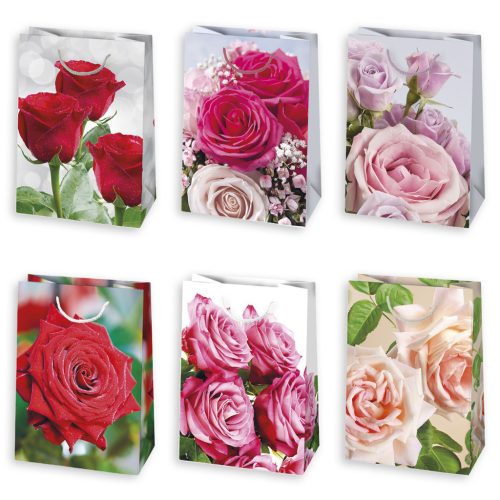 Rózsa Luxury papír ajándéktasak, ajándékzacskó 23x32x11 cm