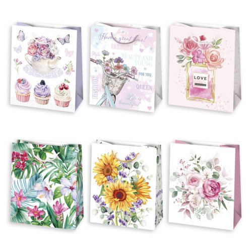 Virág Beauty papír ajándéktasak, ajándékzacskó 19x23x10,5 cm