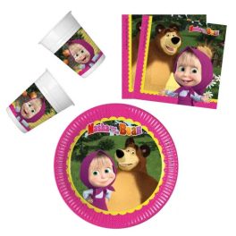   Masha, Mása és a medve party szett 36 db-os 23 cm-es tányérral