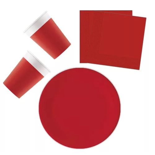  Unicolour Red, Piros party szett 36 db-os 23 cm-es tányérral