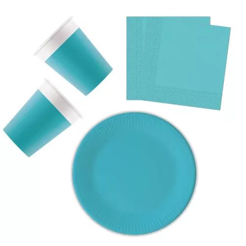  Unicolour Tirquoise, Kék party szett 36 db-os 23 cm-es tányérral