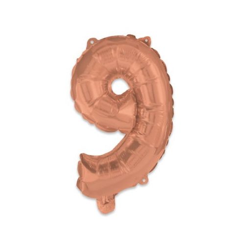 Színes Rose Gold 9-es szám fólia lufi 95 cm