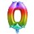 Színes Multicolour Metallic mini 0-ás szám fólia lufi 33 cm
