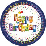 Happy Birthday Multicolor papírtányér 8 db-os 20 cm FSC