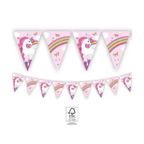 Unikornis Rainbow Colors zászlófüzér FSC 2,3 m