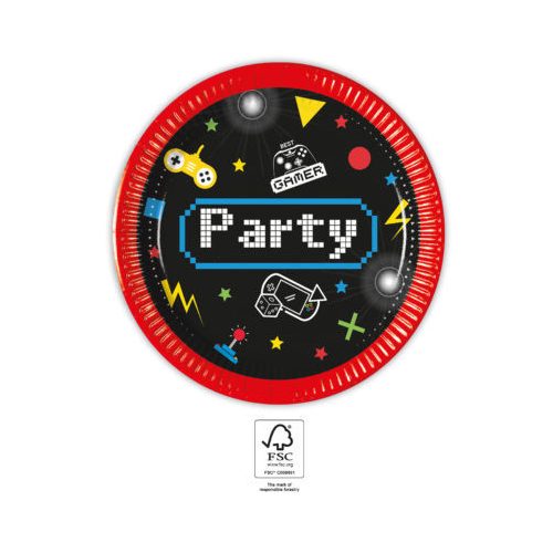 Gaming Party papírtányér 8 db-os 20 cm FSC