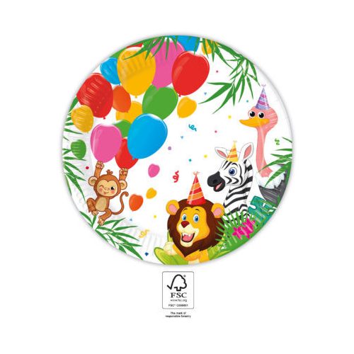 Dzsungel Balloons papírtányér 8 db-os 23 cm FSC