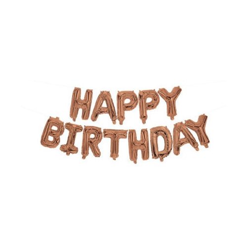 Happy Birthday Rose Gold fólia lufi 3,4 m