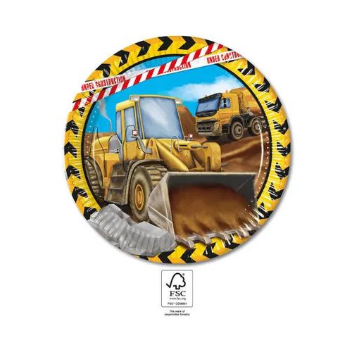Építkezés Grabber papírtányér 8 db-os 23 cm FSC