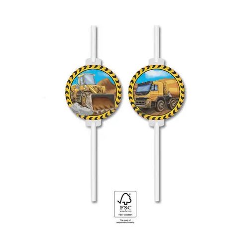 Építkezés Grabber papír szívószál, 4 db-os szett FSC