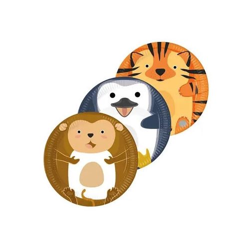 Állatos Zoo papírtányér 8 db-os 23 cm FSC