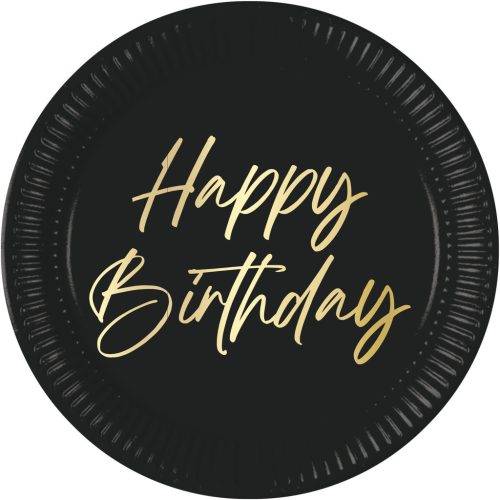 Happy Birthday Elegant papírtányér 8 db-os 23 cm FSC